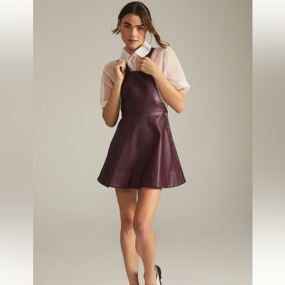 Maeve Faux-Leather Pinafore, Sz L